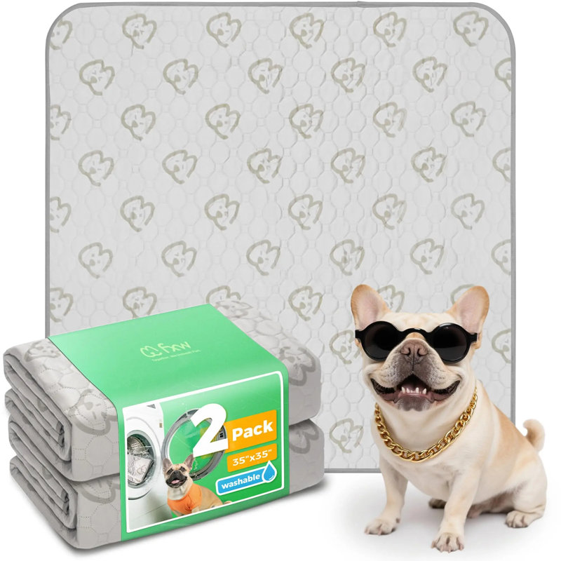 Protège-peluche lavable pour chiens avec coussins super absorbants, spécialement conçu pour l'entraînement à la propreté, carré de 35 po, kaki, 2 paquets