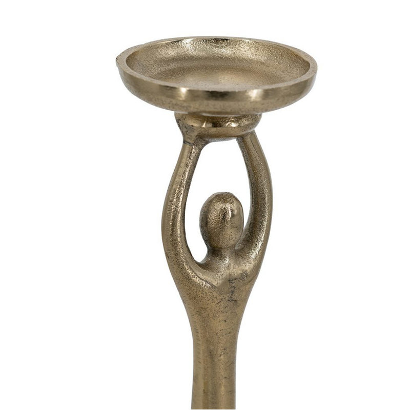 2-Piece Gold Abstract Lady Pillar Candle Holder Set 9.5" & 11.5" – Farmhouse Centerpiece