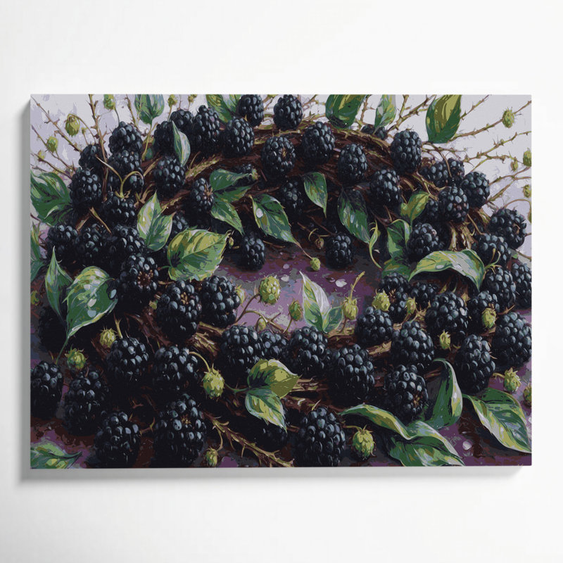 Art sur toile, fruit et framboise, H 11 po x l 14 po