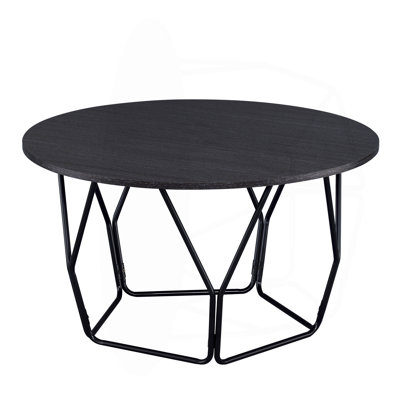 Table basse espresso et noire en forme de tambour