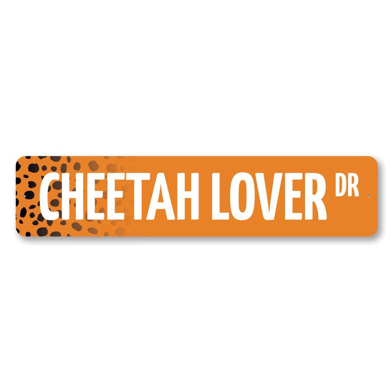 Plaque en aluminium Cheetah Lover Street, H 6 po x l 24 po x P 0,06 po
