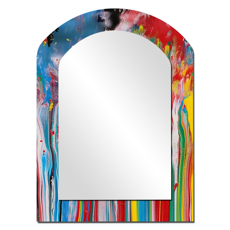 Beautiful Life Summer Joy Abstract Expression - Miroir décoratif en forme d'arche abstraite sur métal, 34 po x 25 po