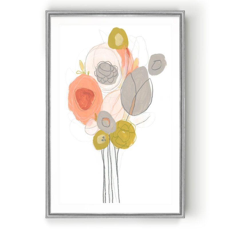 " Wildflower Contour I ", 26.5" H x 36.5" W x 1.5" D, Silver Framed