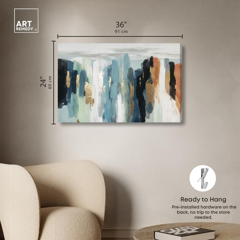 «Descent in Gold III», reproduction d'art sur toile par Art Remedy, H 36 po x l 24 po, Toile tendue avec châssis