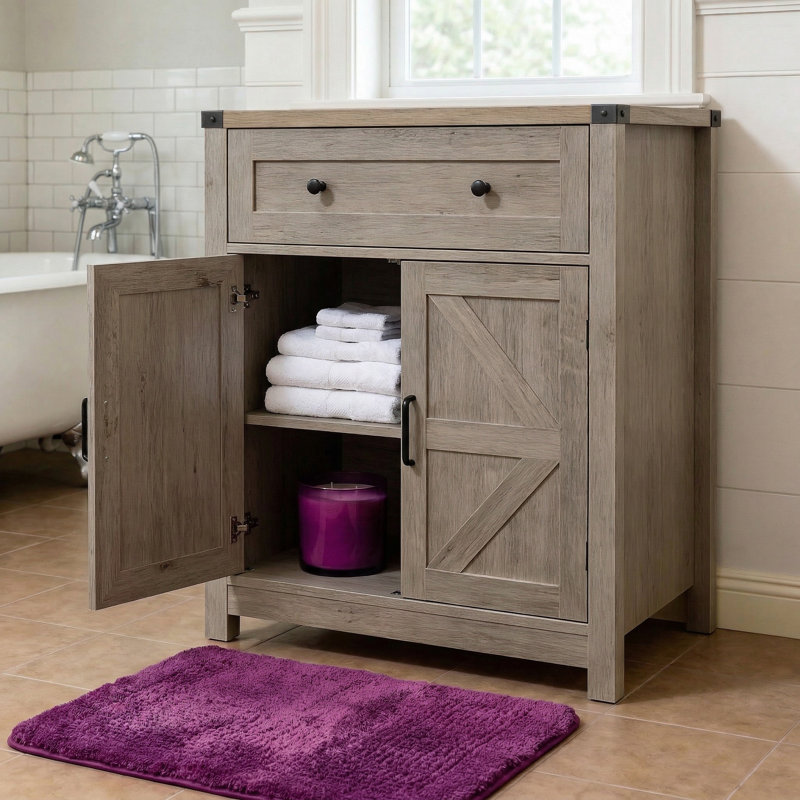 Armoire de rangement Farmhouse Modern, Gris clair