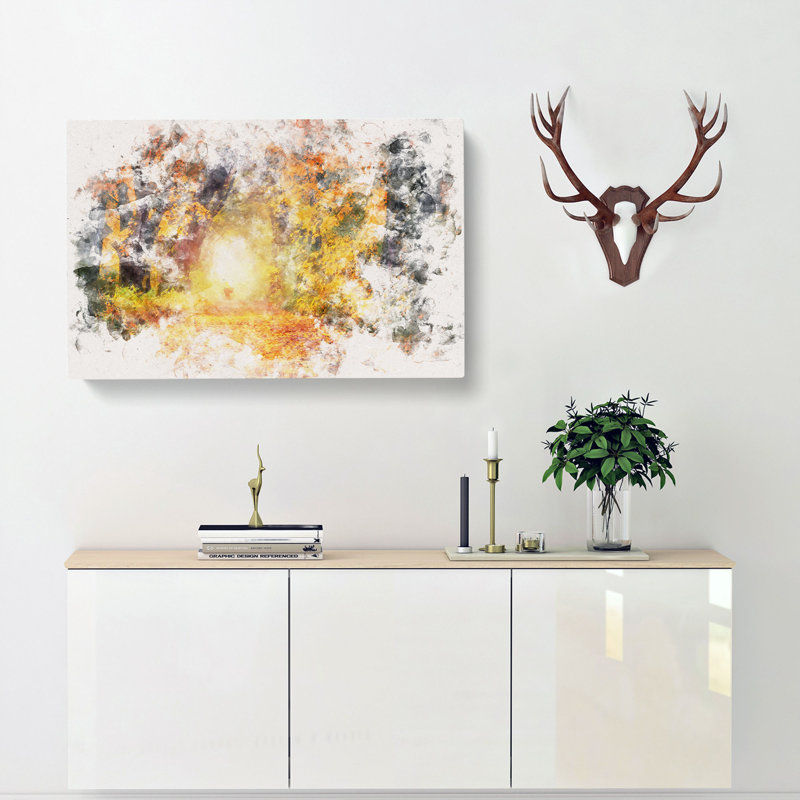 Heading Through An Autumn Forest - Wrapped Canvas Print, 35cm H x 50cm W x 3cm D