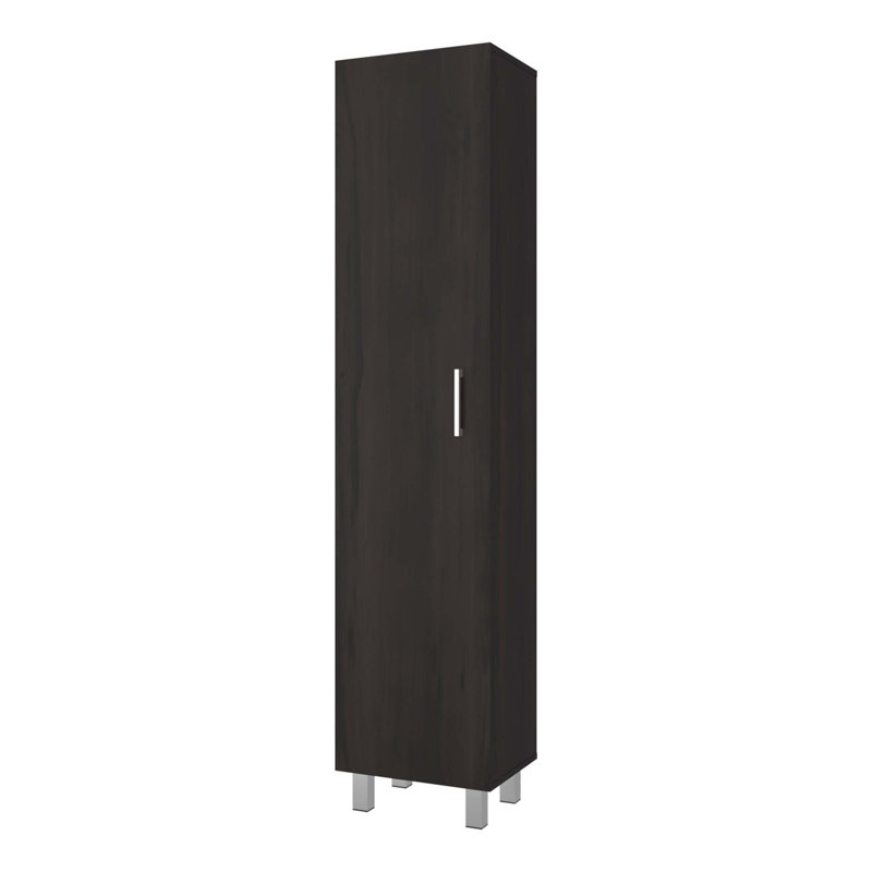 Slim Laundry Storage Cabinet with Fixed Shelving, Walnut