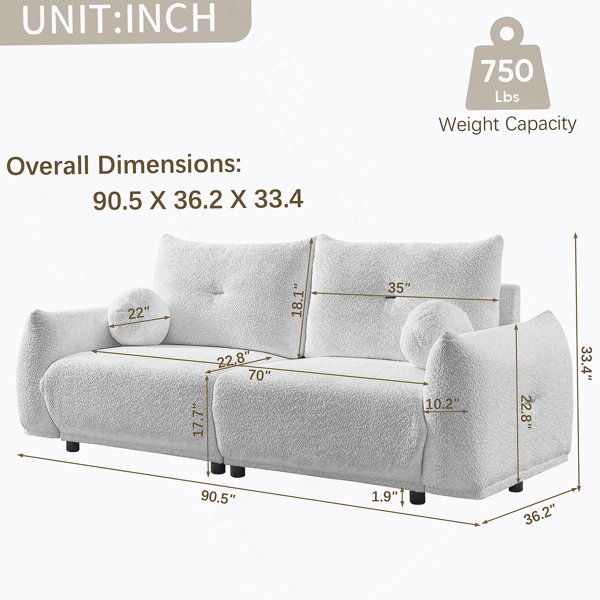 Ebern Designs Two Set Of 2-Seater Sofa, 90" Sofa For Living Room With 2 ...