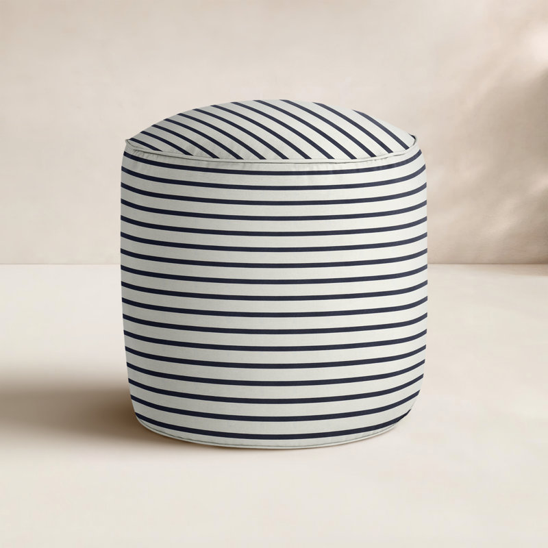 Repose-pieds d'extérieur avec coussins Sunbrella Moseley, Shore White Stripe Sunbrella®