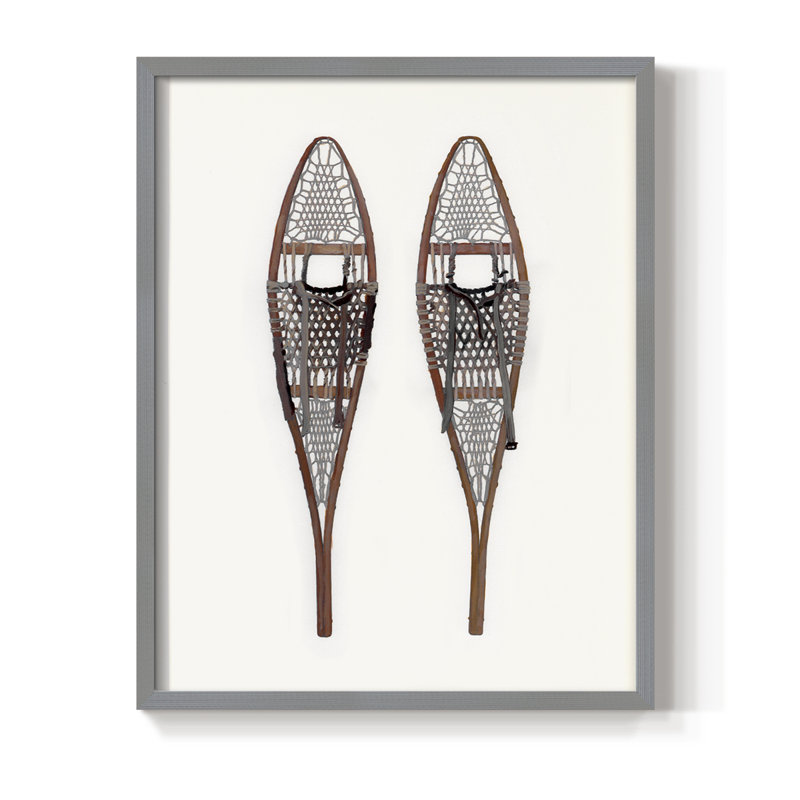 «Vintage Snowshoes», reproduction encadrée - bois massif, H 15 po x l 12 po, Gris