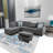 Grey Linen 3-Piece Sectional Sofa Set with Chaise, Storage Ottoman and Cup Holders