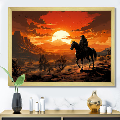 Coucher de soleil sauvage Westcowboy II - Cowboys, art mural