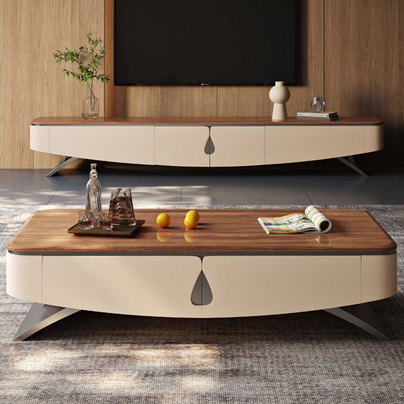 Solid wood tea table TV cabinet combination