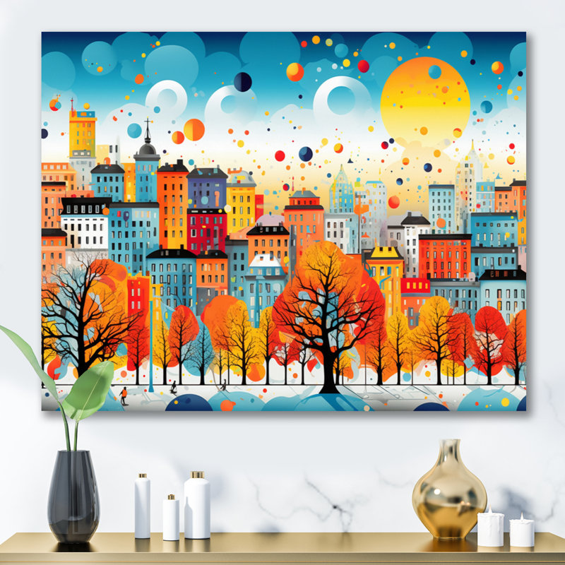Abstarct City Vienna Popart, reproduction d'art sur toile, Toile tendue, H 24 po x l 32 po x P 1 po