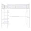 Lit mezzanine simple en métal avec tablettes de rangement à 4 niveaux - Lit mezzanine en métal pour enfants et adolescents peu encombrant-1177010834