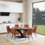 Ensemble repas pour espaces compacts avec table extensible brun riche et 4 chaises en similicuir
