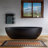 67" Freestanding Soaking Solid Surface Stone Resin Bathtub with Integrated Overflow and Pop-up Drain-120785879-120785877