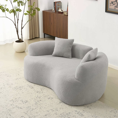 Causeuse incurvée à compression complète de 66,93 pouces, tissu en velours de peluche, canapé compact sans assemblage pour petits espaces et appartements, capacité de 350 lb