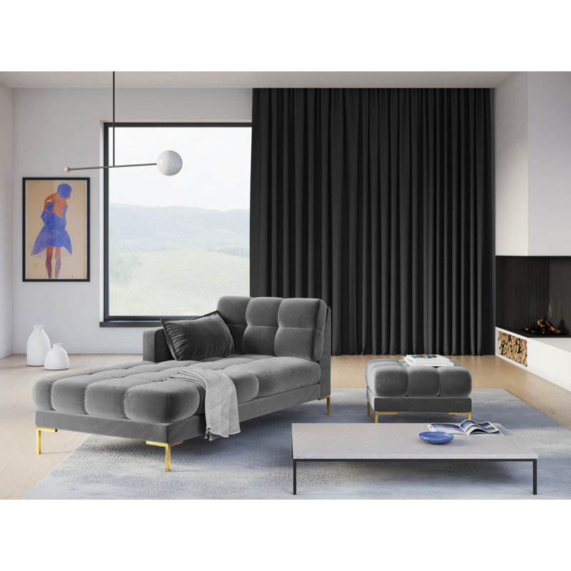 Adoraim Upholstered Chaise Lounge, Gold, Left-Arm Chaise, Light Grey