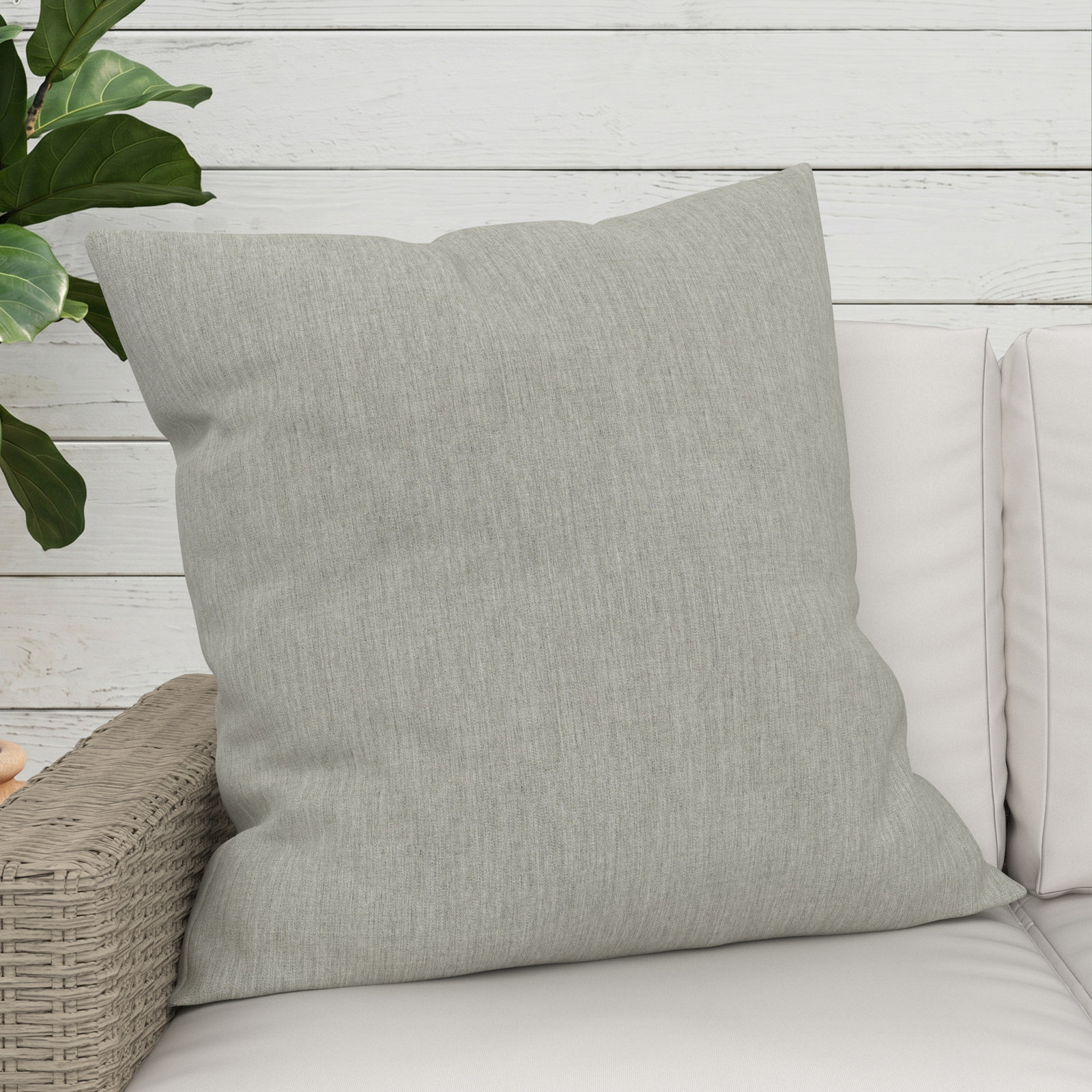 Sunbrella® Throw Pillow, Square 24", Canvas Granite Sunbrella® Canvas