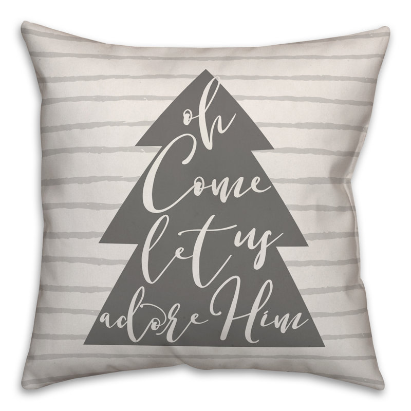  Housse de coussin Oh Come Let Us Adore, 20 po x 20 po, Polyester/ Bourre en polyester