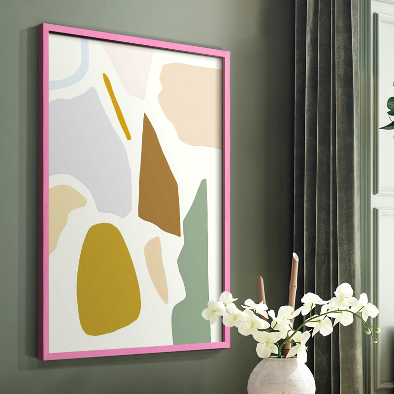 «Pastel Splotches I», reproduction encadrée - bois massif, Rose, H 10 po x l 8 po