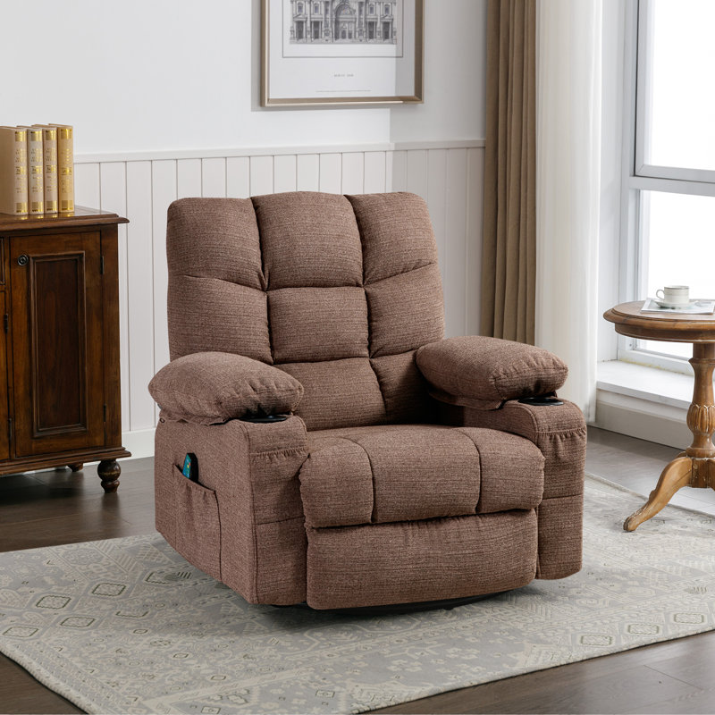 Fauteuil inclinable manuel pivotant avec chauffant et massage Knupp, Mélange de polyester brun