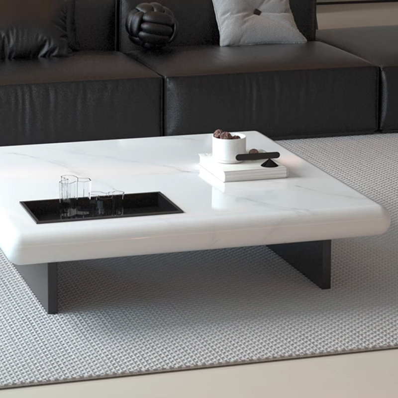 Table basse simple et luxueuse en marbre, H 12,59 po x L 47,24 po x l 47,24 po