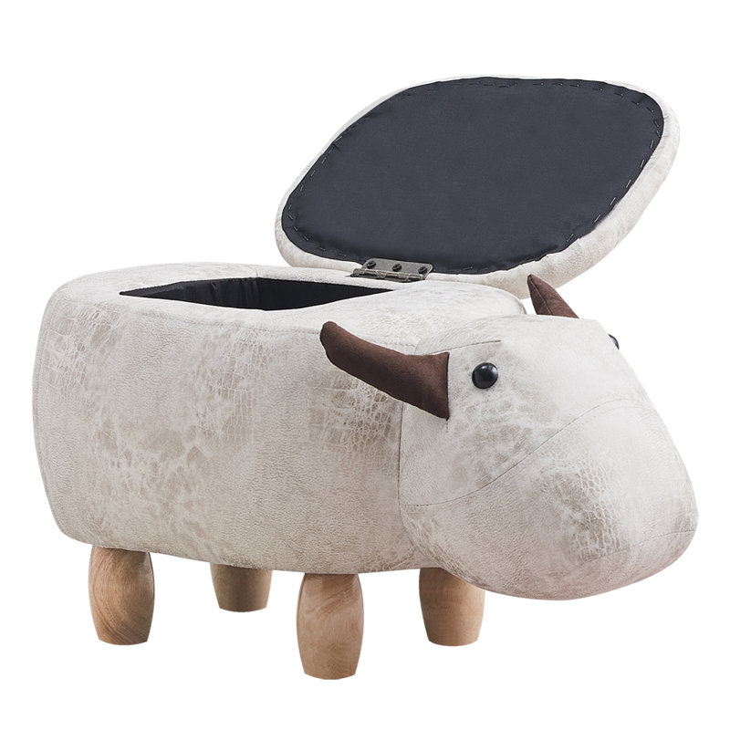 Brittingham 62cm Wide Faux Leather Novelty Solid Colour Ottoman with Storage, Grey