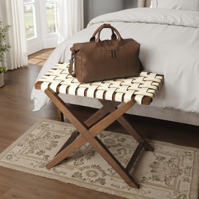 Porte-bagages en cuir et bois Faison