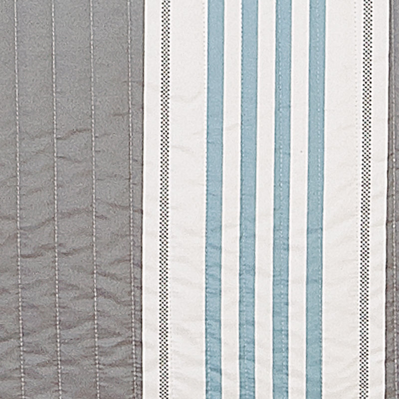 Twin Blue and Gray Reversible Microfiber Quilt Set