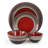 Gibson Elite Café Versailles 16 Piece Double Bowl Dinnerware Set - Red