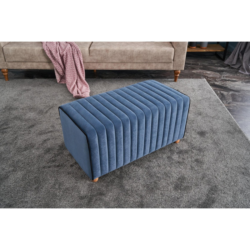 Repose-pieds rembourré rectangulaire Tekas Laylanii, Bleu