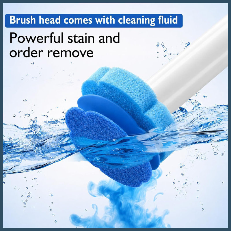Disposable Toilet Brush Set, Wall Mounted Holder with 48 Refills, Touch-Free Cleaning Wand, 360° Rotating Head for Under Rim Toilet Cleaning