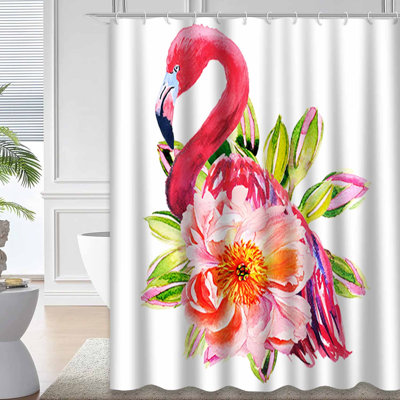 Rideau de douche à motif floral exotique avec 12 crochets