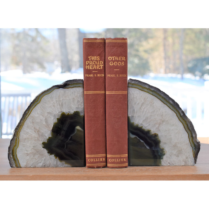 Evelynn Agate / Geode Non-Skid Bookends, 6.5" H x 7" W x 3" D