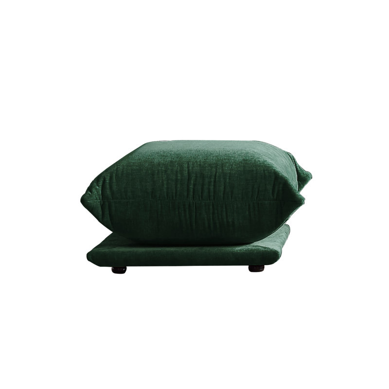 Minarik Upholstered Modern Chenille Fabric Ottoman, Green