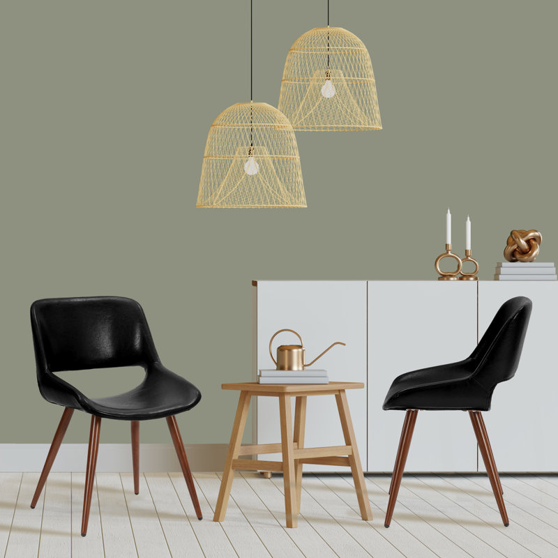 Shane Faux Leather Mid-Century Dining Chair, Black