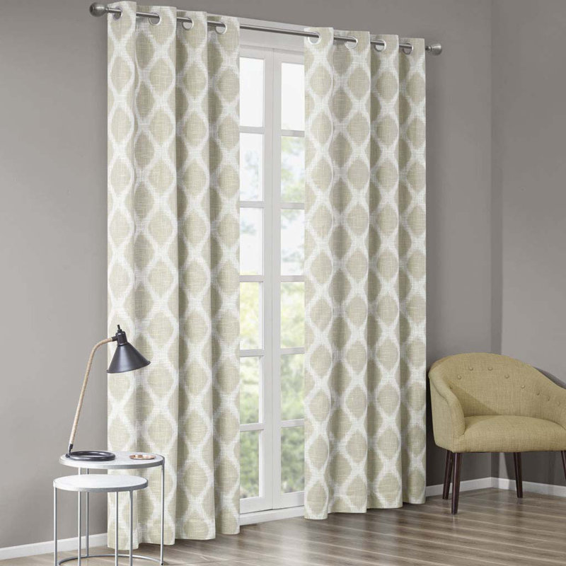 Printed Ikat Blackout Patio Curtain(Only 1 Pc Panel), 50" W x 95" L, Taupe
