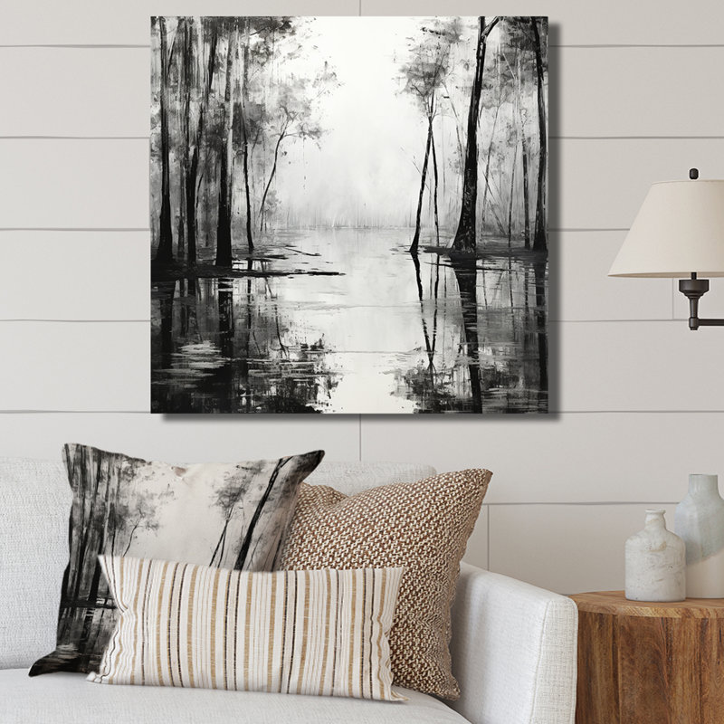 Enchanted Foggy Woods River, Toile tendue, H 36 po x l 36 po x P 1,5 po
