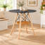Table de salle à manger ronde moderne en bois massif de 80 cm (31,5 po), couleur noyer, avec rangement-1822679004