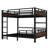 Queen over Queen Metal Bunk Bed with Raised Security Fence, Loft & Platform Bed, Vintage Wood-Colored-846515100