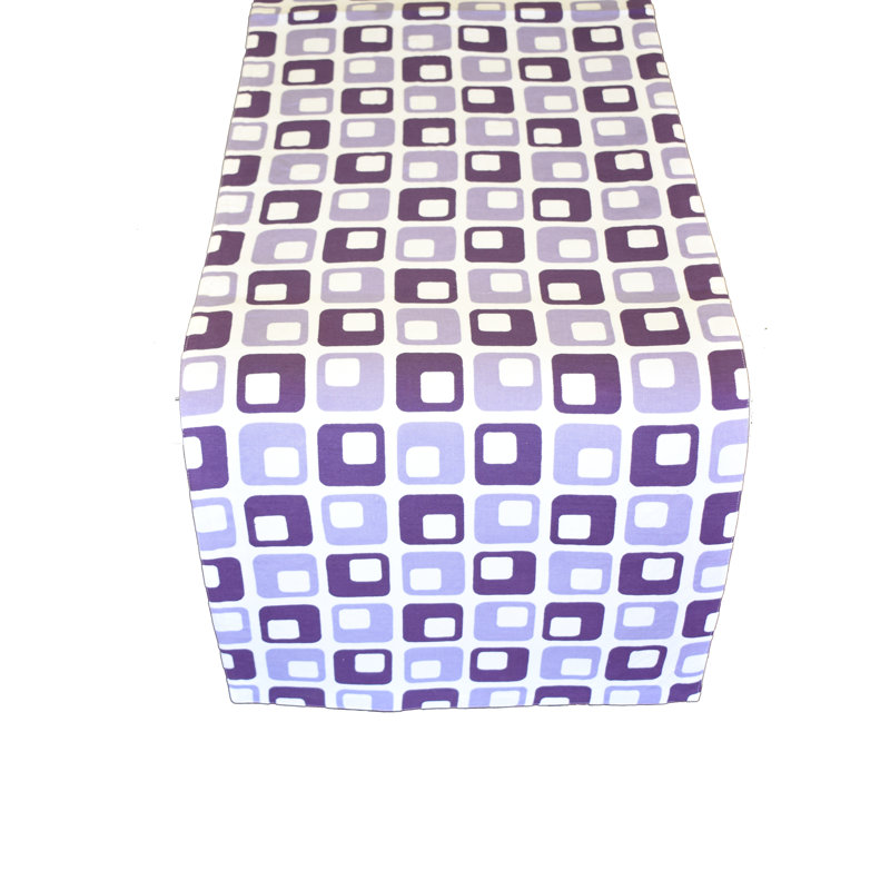 Helder Geometric Table Runner, 72" L x 16" D, Purple