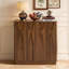 Buffet 31,5 "de largeur Mid-Century moderne avec 2 portes - Armoire de rangement en noyer avec tablette réglable - Conception à pousser - Console d'angle arrondie-1855911428