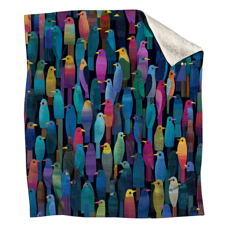 Jeté polaire Colorful Birds - Jeté d'animaux pour canapés ou lits, 50in W x 60in H