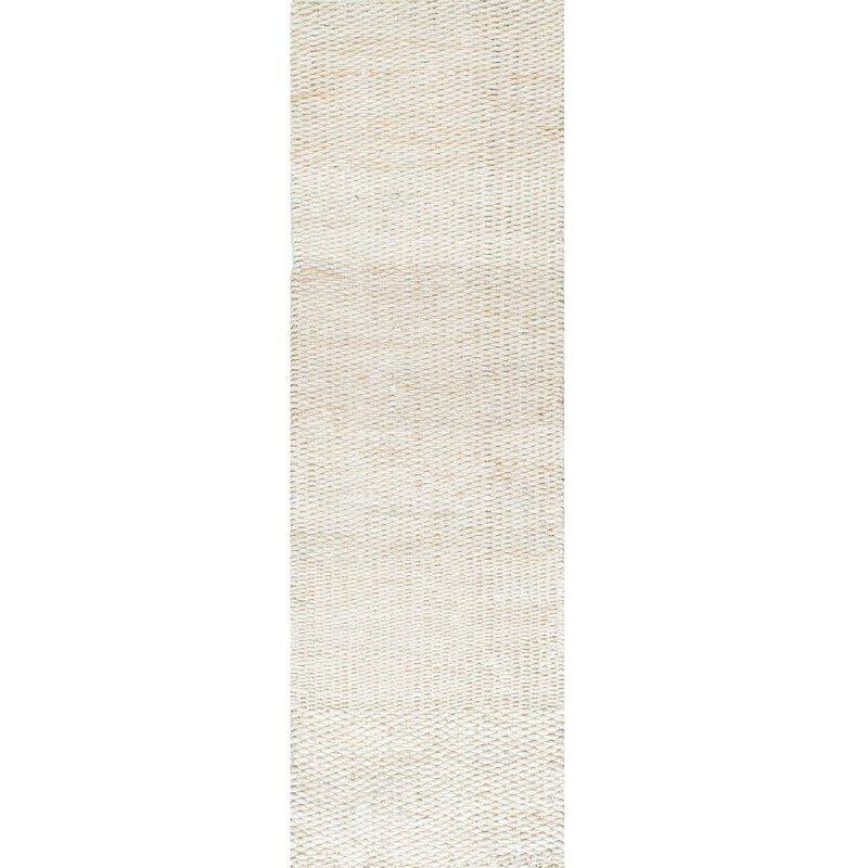 Whalan Handmade Tufted Jute/Sisal Off White Area Rug, Runner 2'6" x 8'