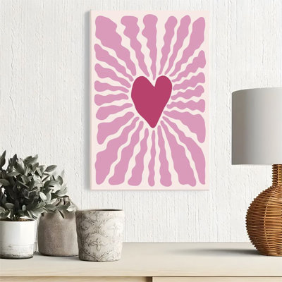 1pc Framed Valentine's Day Canvas Wall Art Prints Poster, Abstract Heart Art Posters Canvas Print Painting for Living Room Bedroom Office Bathroom Dor