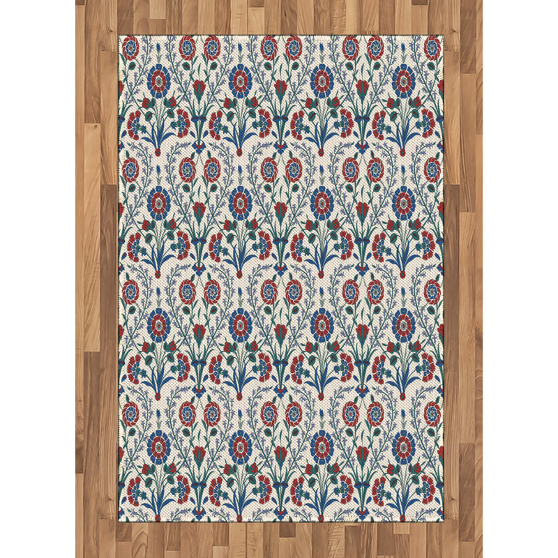 Ethnic High Density Long Fiber Poly Threads Decorative Area Rug Carpet, Rectangle 4' x 5'8"