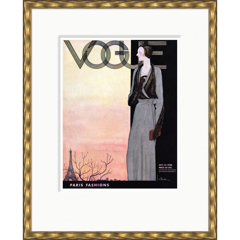 Vogue Cover, Paris Fashions, Georges Lepape, October 13, 1930 Print by Georges Lepape, Gold