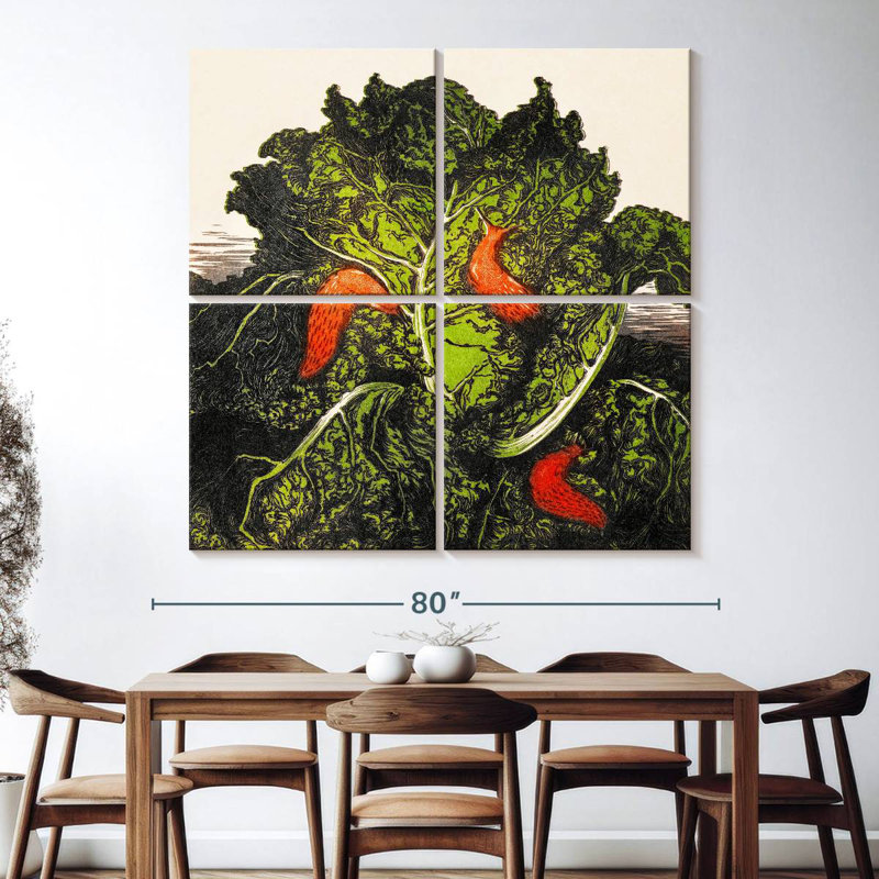Yarlin Three Slugs On A Cabbage, 74" H x 74" W